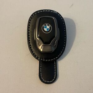 BMW Logo Sunglass Holder for Car Black PU Leather NWT